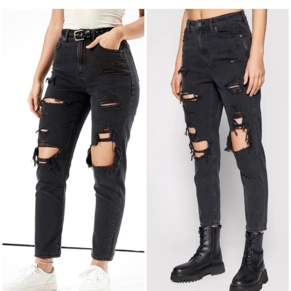 Black Distressed Ripped Jeans - Picture 5 of 6